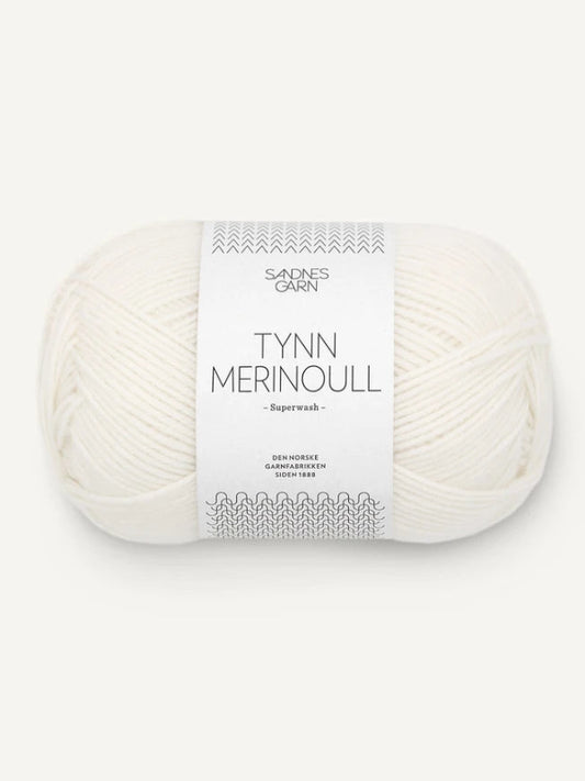 Sandnes garn Tynn merinoull farge 1001 hvit