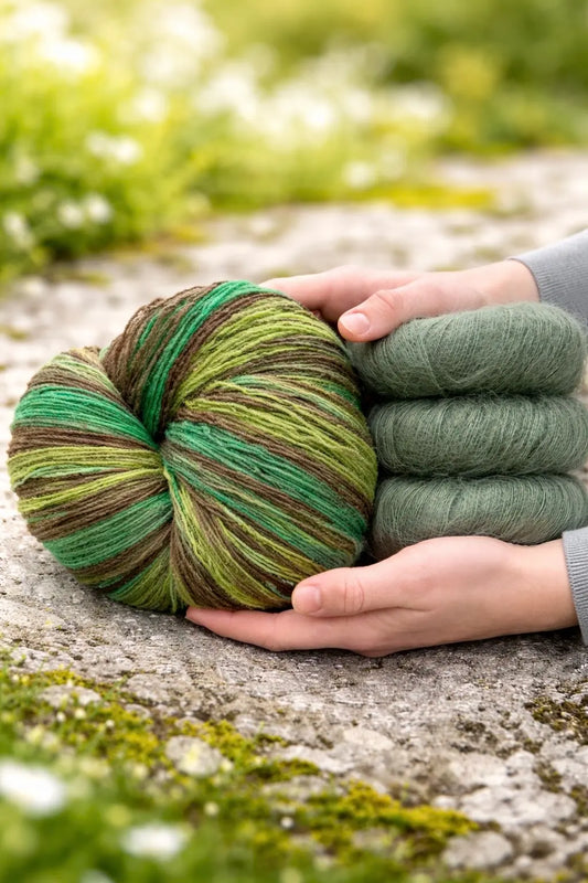 strikkepakke, gratis oppskrift, flerfarget skjerf