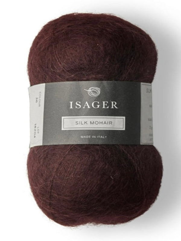 Isager silk mohair farge 36 burgunder