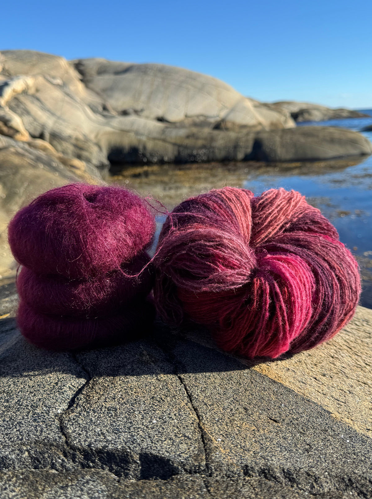 flerfarget ull rødt-rosa oner