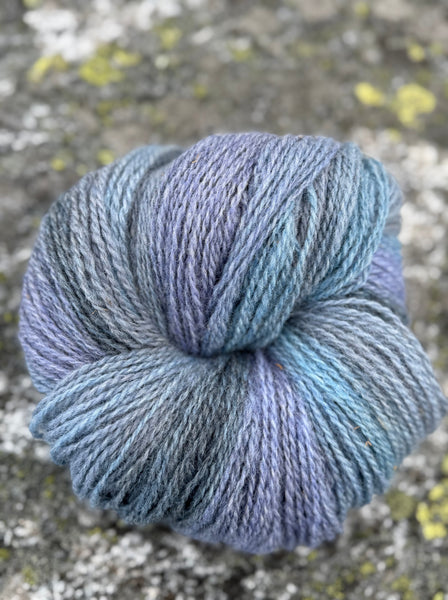 flerfarget merino ull hespe blå grå lilla