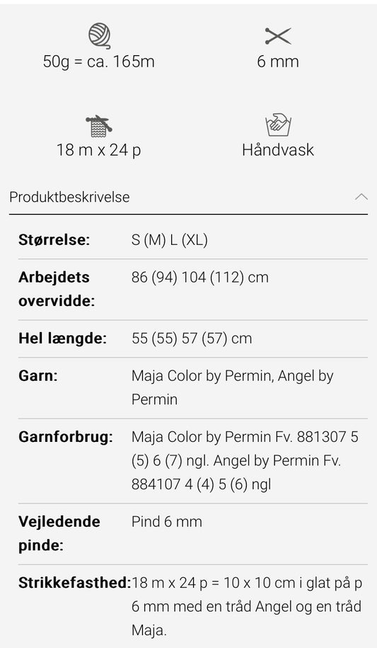 Permin - Sweater med V hals, oppskrift