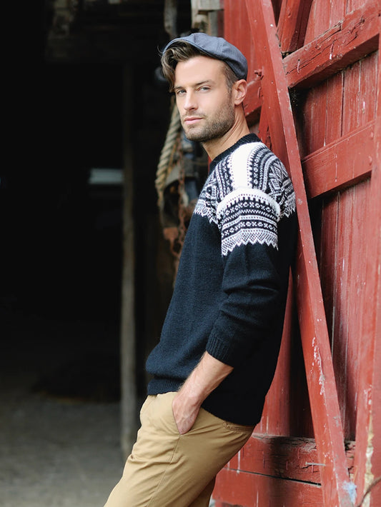 Sandnes garn - Marius genser, garnpakke, Mini alpakka, dyp blå