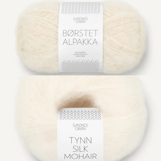 Sandnes garn - Brook cardigan - garnpakke, naturhvit, blå