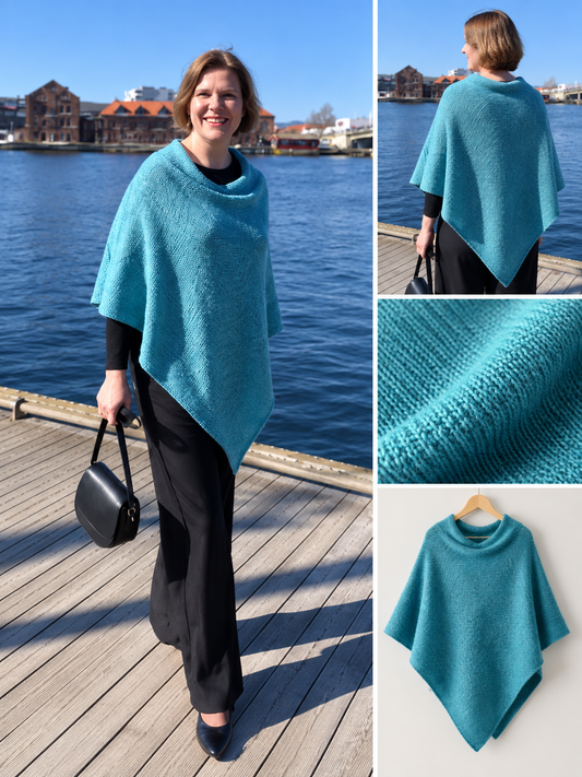 Stor poncho lys blå