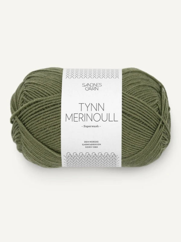 Sandnes garn Tynn merinoull farge 9062 olivengrønn