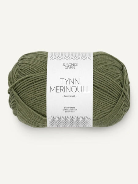 Sandnes garn Tynn merinoull farge 9062 olivengrønn