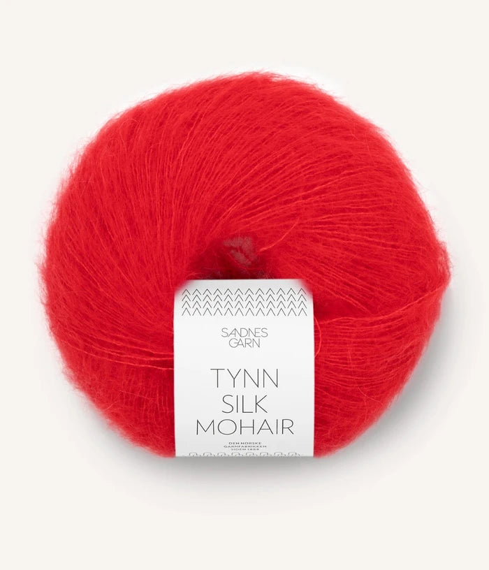 Sandnes garn tynn silk mohair farge 4018 Scarlet Red