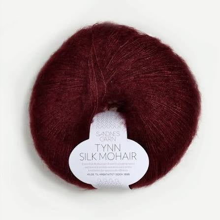 Sandnes garn tynn silk mohair farge 4054 Dyp burgunder