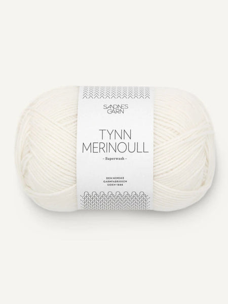 Sandnes garn Tynn merinoull farge 1001 hvit