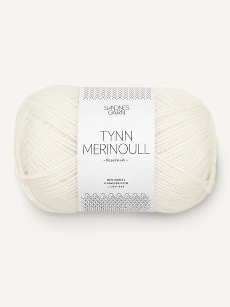 Sandnes garn Tynn merinoull farge 1002 hvit