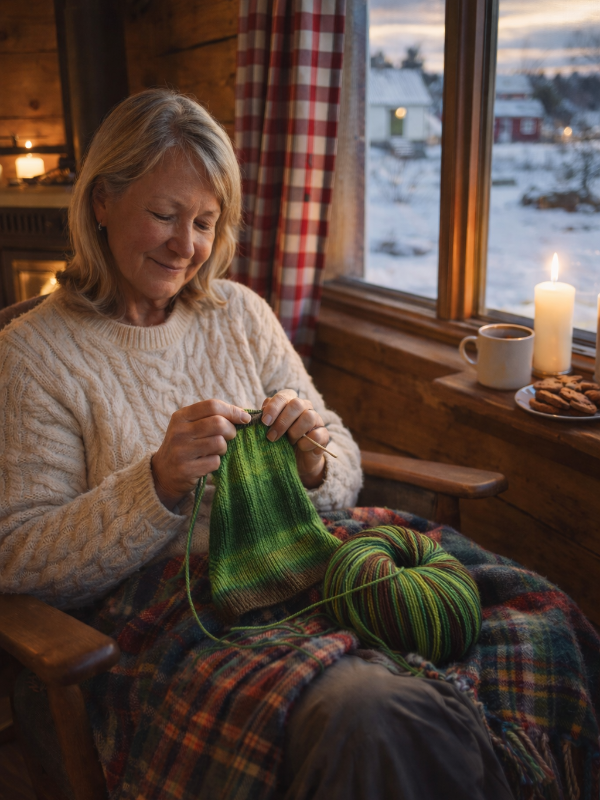 strikking på hytta, kvalitetstid, strikketid