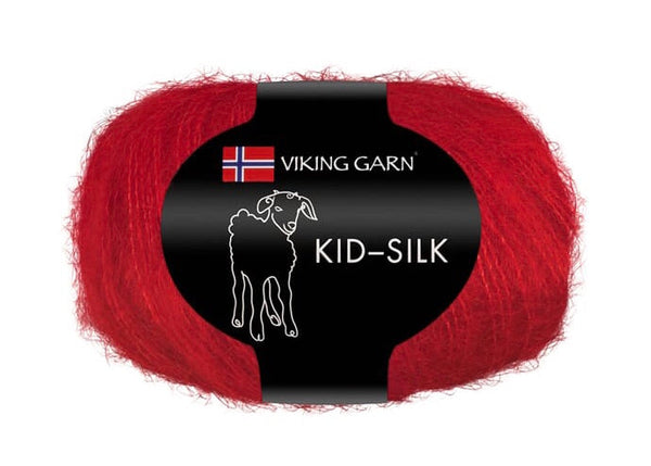 vikinggarn, kid-silk, rød, farge 350, mohair