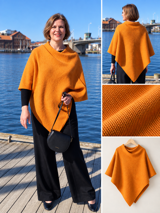 oransje poncho sjal