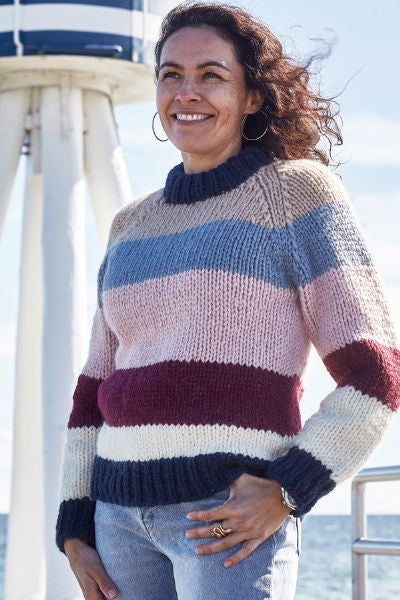 Permin - Raglansweater med striper, Betty, oppskrift